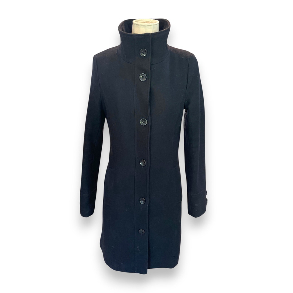 Le Chateau Wool Blend Fitted Black Peacoat XS